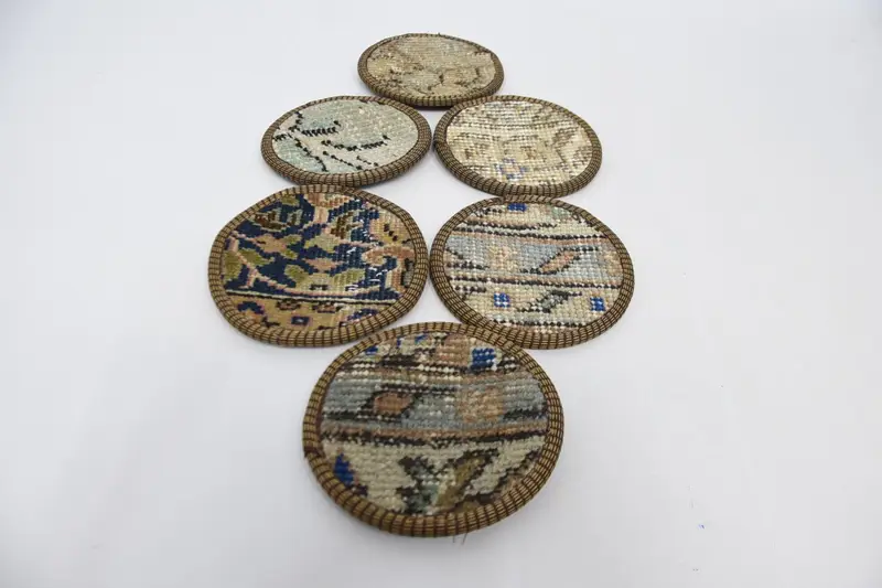 Bohemian Beige & Bronze Round Coaster, Unique Coaster