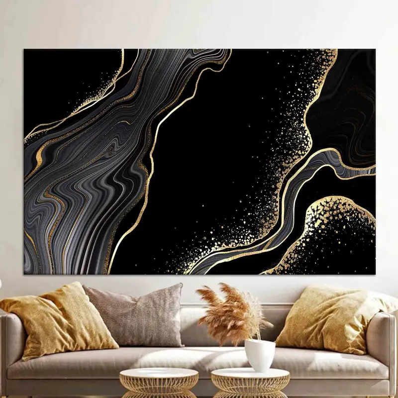 Elegant Gold Marble Printed Canvas: Artistic Home Decor