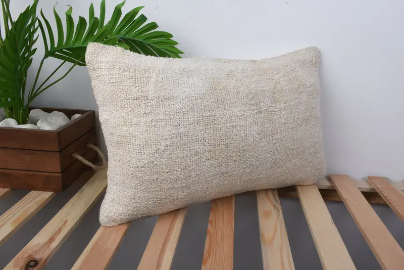 Vintage Pillow, Tapestry Pillow Cover, Vintage Kilim Pillow, 12x20 Beige Cushion Cover, Retro Throw Cushion Cover, Cushion Case, Kilim Pillow - 1