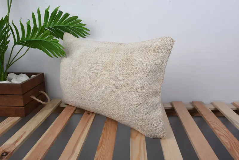 Vintage Pillow, Tapestry Pillow Cover, Vintage Kilim Pillow, 12x20 Beige Cushion Cover, Retro Throw Cushion Cover, Cushion Case, Kilim Pillow - 4