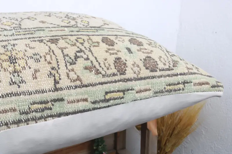 Cushion, 28x28 Beige Pillow, Accent Throw Cushion, Bolster Pillow Case, Vintage Pillow, Interior Designer Pillow, Boho Pillow - 6