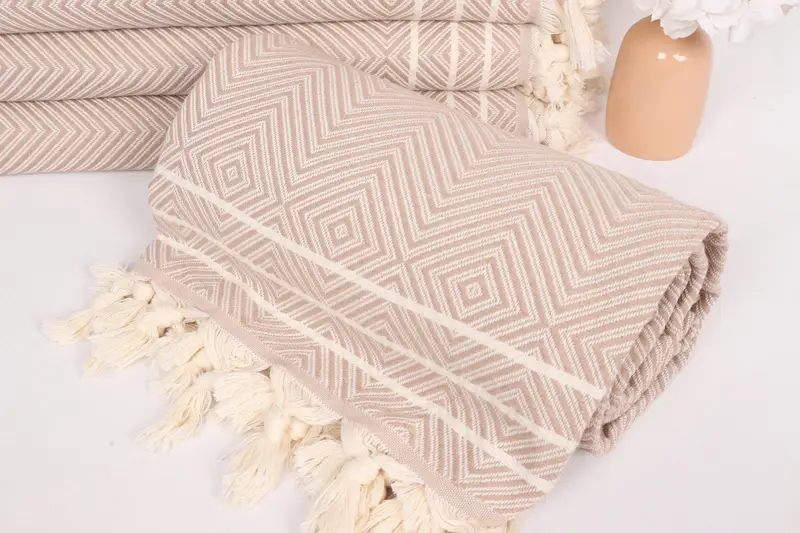 Shower Curtain, Boho Throw Blankets, 96x70 Cotton Diamond Towel, Throw Blanket for Bed, Decorative Blanket, Throw Blanket, Family Gift Basket - 4