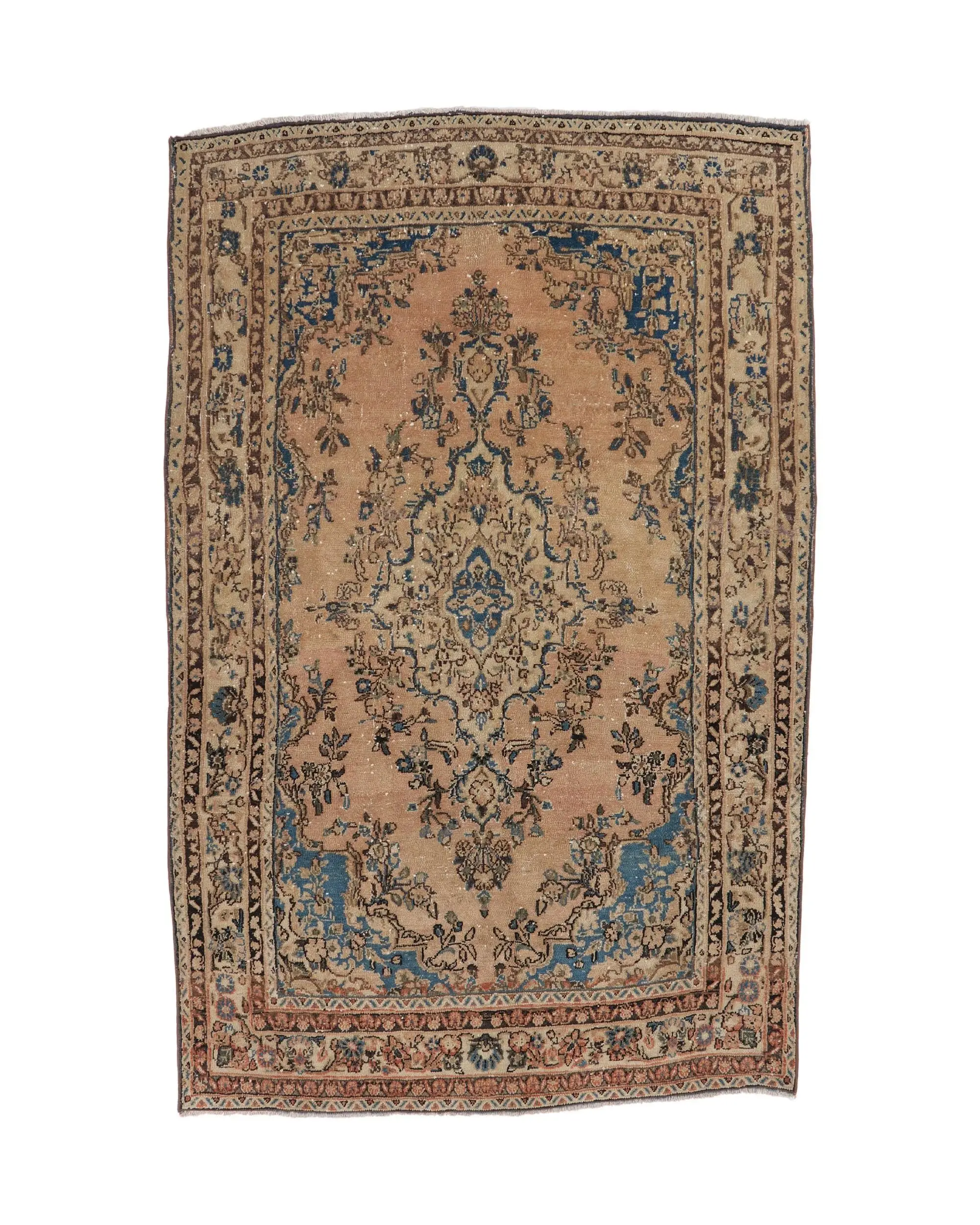 Türkischer Vintage-Teppich, 140 x 212 cm, brauner massiver Teppich - 1
