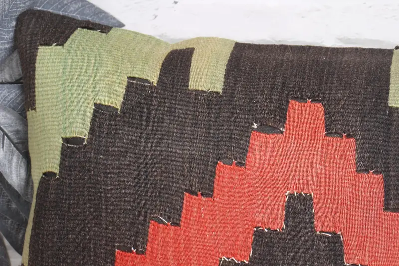 Turkish Kilim Pillow, Vintage Pillow, Pillow Cover, Outdoor Cushion Case, Pillow for Sofa, Colorful Pillow, 12x20 Brown Pillow Case - 2