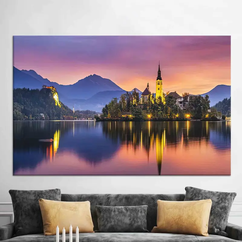 Elegante Leinwand mit Bergblick: Gedruckte Naturlandschaftskunst