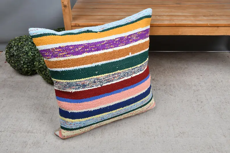 Wholesale Pillow Cover, Couch Pillow Sham, 24x24 Green Cushion, Boho Pillow Sham Cover, Interior Designer Pillow, Kilim Pillow Cover, Cushion Case - 7
