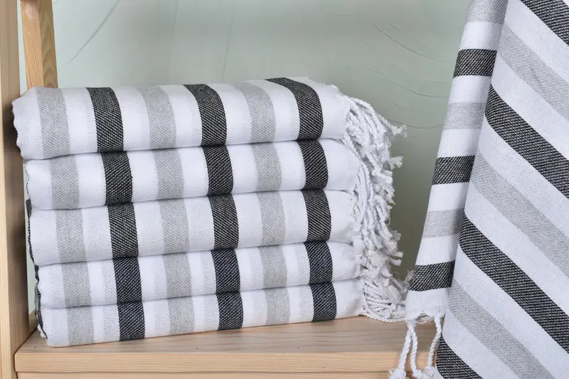 Bridesmaid Wedding Gift Towel Organic Cotton/Linen Black-Gray, 40x71 Inches