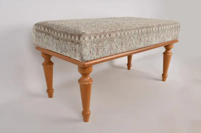 モジュール式ベージュ&レッドキリム風オットマン、ウールブレンドソファセット