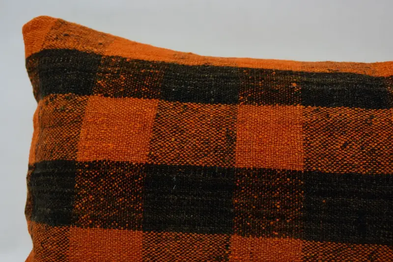 Kilim Pillow, Patio Pillow Cover, 12x48 Orange Pillow Sham, Pillow for Couch, Ethnic Pillow Cover Pillow Case, Pillow, Vintage Kilim Throw Pillow - 2