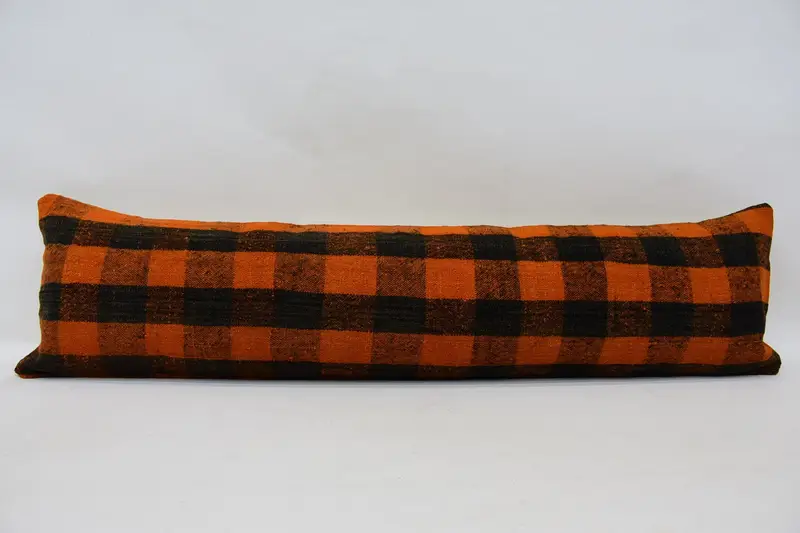 Kilim Pillow, Patio Pillow Cover, 12x48 Orange Pillow Sham, Pillow for Couch, Ethnic Pillow Cover Pillow Case, Pillow, Vintage Kilim Throw Pillow - 1