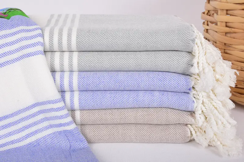 Custom Wedding Gift Turkish Cotton Light Brown Striped Towel, 70x40 Inches