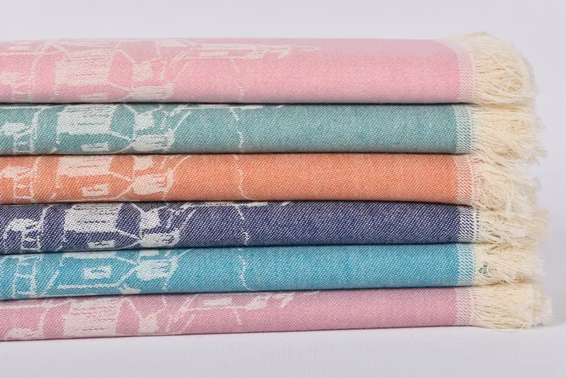 Turkish Hand Towel Dark Navy Blue Landscape Patterned, 28x20 Inches