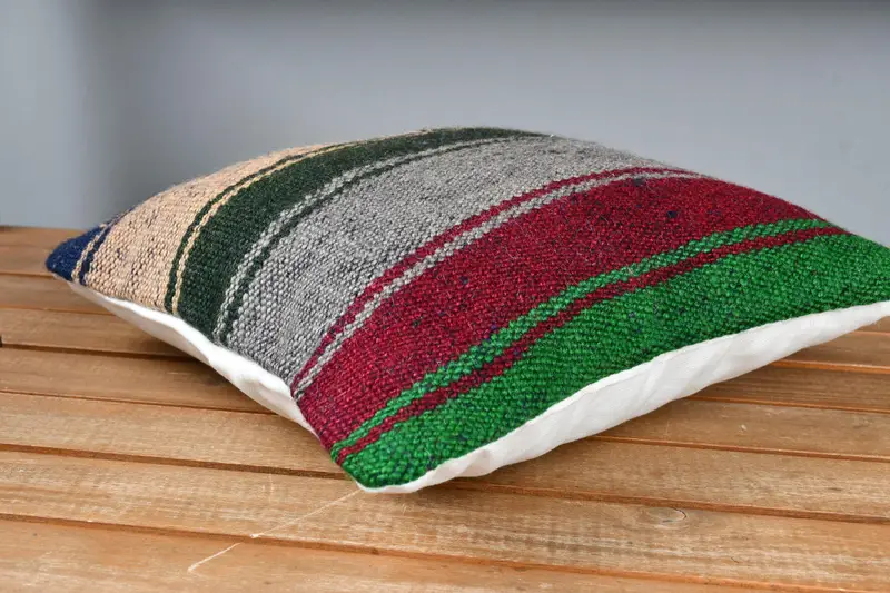 Luxury Pillow, Vintage Kilim Pillow, Turkish Kilim Pillow, Handmade Kilim Cushion, 12x12 Red Pillow Sham, Vintage Cushion Case, Cushion - 4