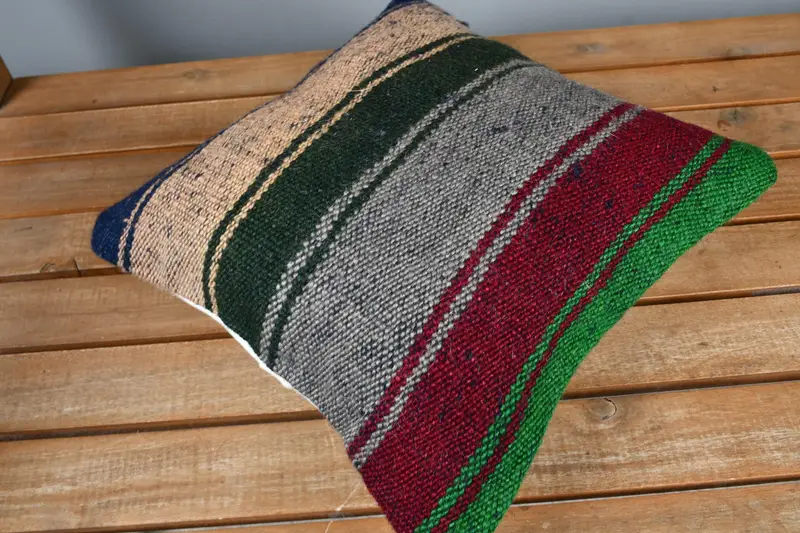 Luxury Pillow, Vintage Kilim Pillow, Turkish Kilim Pillow, Handmade Kilim Cushion, 12x12 Red Pillow Sham, Vintage Cushion Case, Cushion - 2