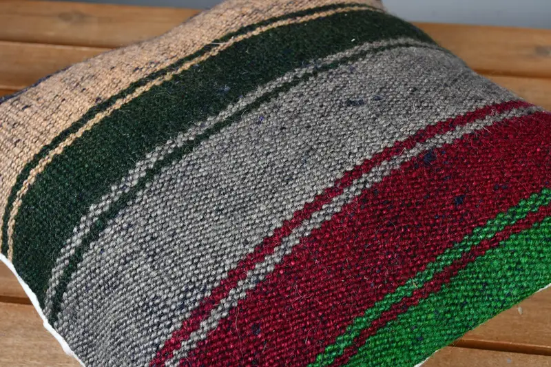 Luxury Pillow, Vintage Kilim Pillow, Turkish Kilim Pillow, Handmade Kilim Cushion, 12x12 Red Pillow Sham, Vintage Cushion Case, Cushion - 3