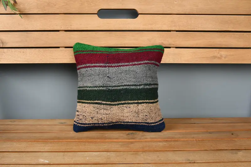 Luxury Pillow, Vintage Kilim Pillow, Turkish Kilim Pillow, Handmade Kilim Cushion, 12x12 Red Pillow Sham, Vintage Cushion Case, Cushion - 6