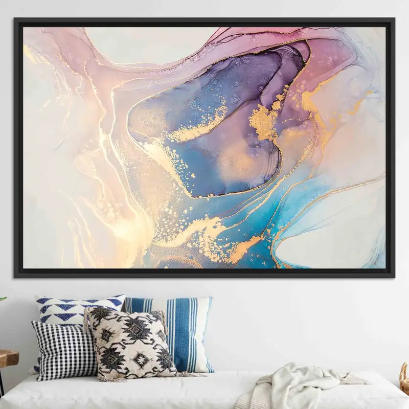 Elegante bedruckte Leinwand mit rosa Marmor: Modernes Luxusdekor