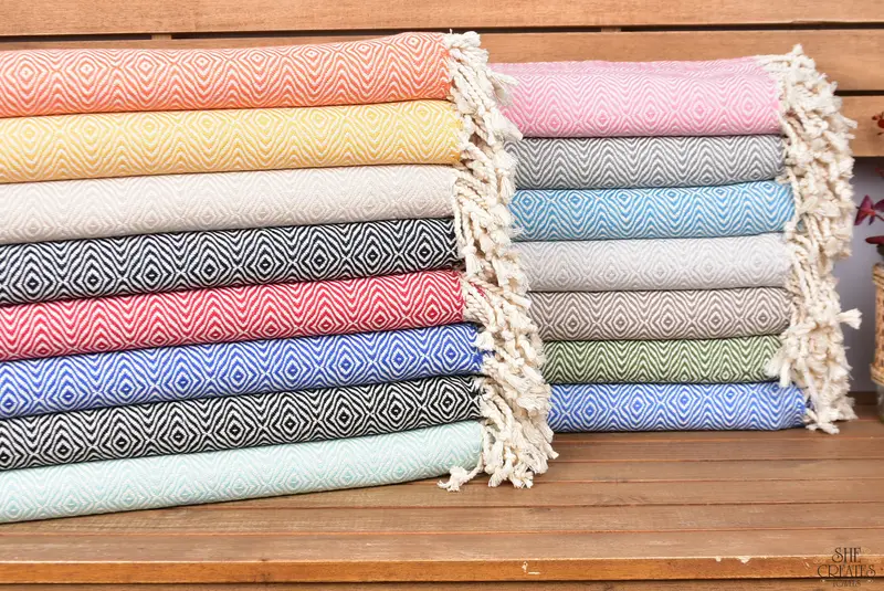 Spa-Geschenktuch, 70x40 Baumwoll Zickzack Diamanttuch, Sommergeschenk, Hausgeschenk, sandfreies Handtuch, türkisches Badetuch, umweltfreundliches türkisches Peshtemaltuch - 1