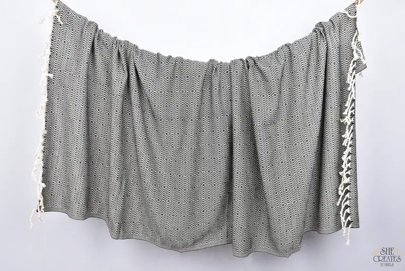 Spa-Geschenktuch, 70x40 Baumwoll Zickzack Diamanttuch, Sommergeschenk, Hausgeschenk, sandfreies Handtuch, türkisches Badetuch, umweltfreundliches türkisches Peshtemaltuch - 8