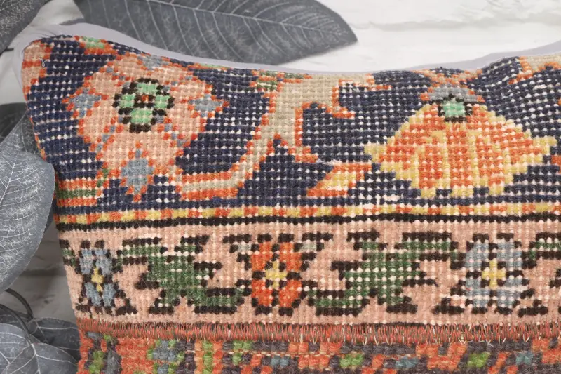 Vintage Kilim atma yastığı, Türk yastığı, 14x14 mavi yastık örtüsü, yastık kılıfı, atma yastık, dekoratif atma yastık kılıfı - 2