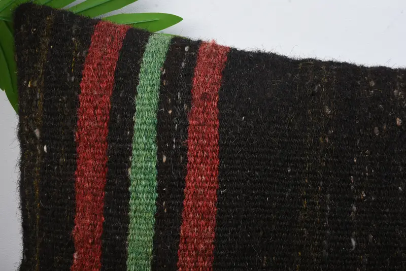 Pattern Throw Pillow Sham, 12x20 Black Cushion, Handmade Kilim Cushion, Kilim Pillow, Gift Pillow, Turkish Rugs Cushion, Cushion Cover - 2
