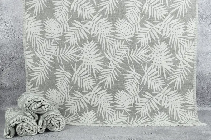 Floral Patterned Towel, 40x63 Inches Khaki Green Cotton Towel