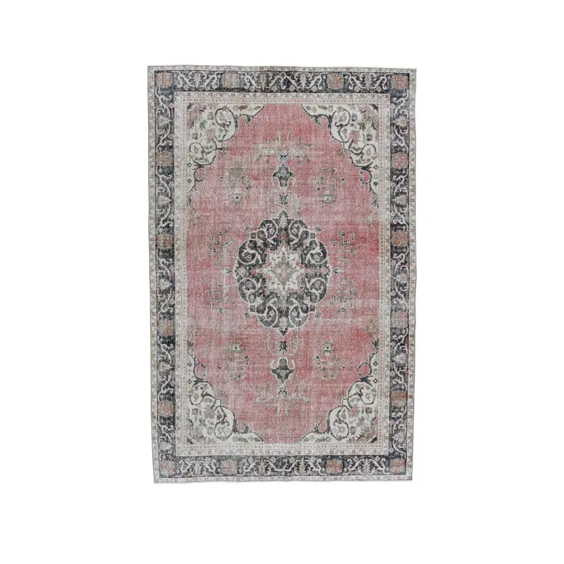 Vintage Rug, Large 6.4x10 ft Rug, Oushak Red Southwestern Rug - 1