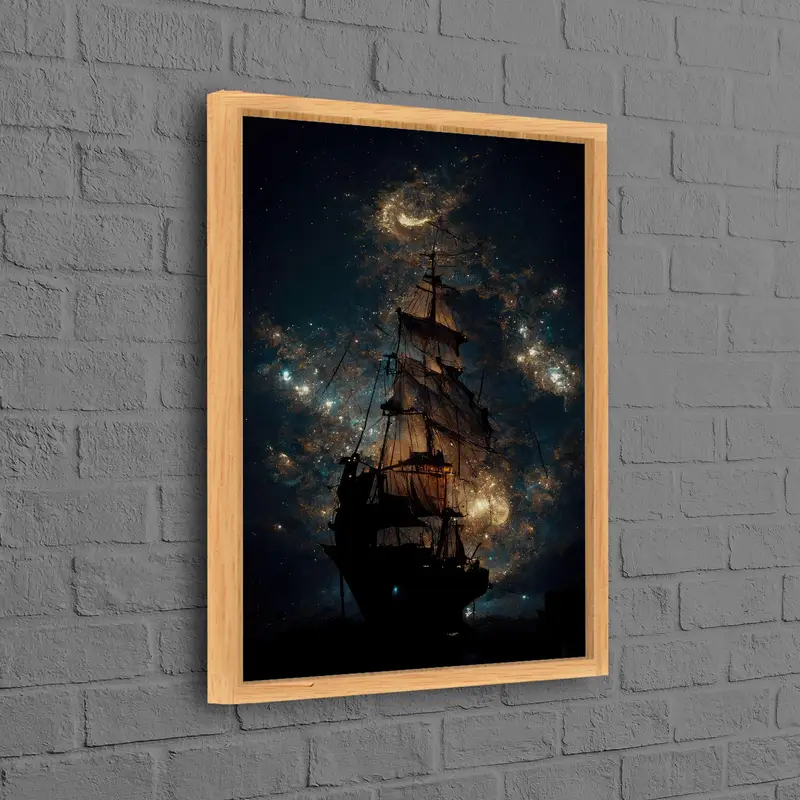 トレンディなオフィス装飾用のエレガントな海賊船抽象キャンバスプリント