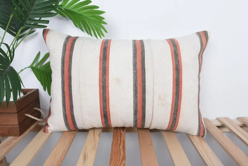 16x24 Beige Pillow Case, Cushion, Kilim Cushion Sham, Vintage Kilim Pillow, Ethnic Throw Pillow, Vintage Pillow, Aesthetic Cushion - 1