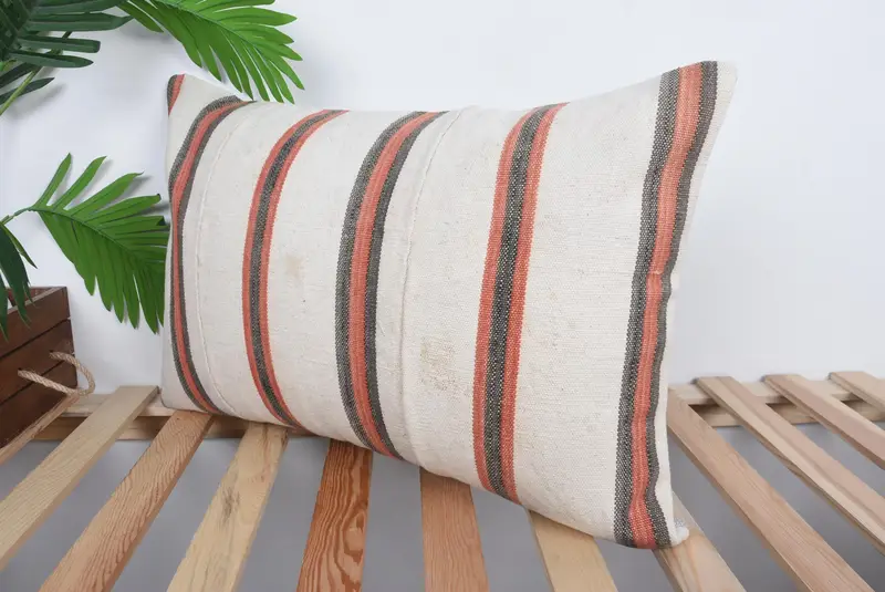 16x24 Beige Pillow Case, Cushion, Kilim Cushion Sham, Vintage Kilim Pillow, Ethnic Throw Pillow, Vintage Pillow, Aesthetic Cushion - 5