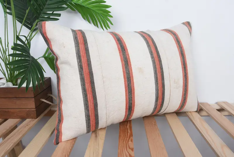 16x24 Beige Pillow Case, Cushion, Kilim Cushion Sham, Vintage Kilim Pillow, Ethnic Throw Pillow, Vintage Pillow, Aesthetic Cushion - 4