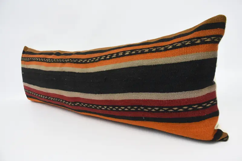 Pillow Sham, Wholesale Cushion, Antique Pillows, Ethnical Kilim Rug Pillow, Gift Pillow, 16x48 Brown Cushion Case, Bolster Pillow - 4