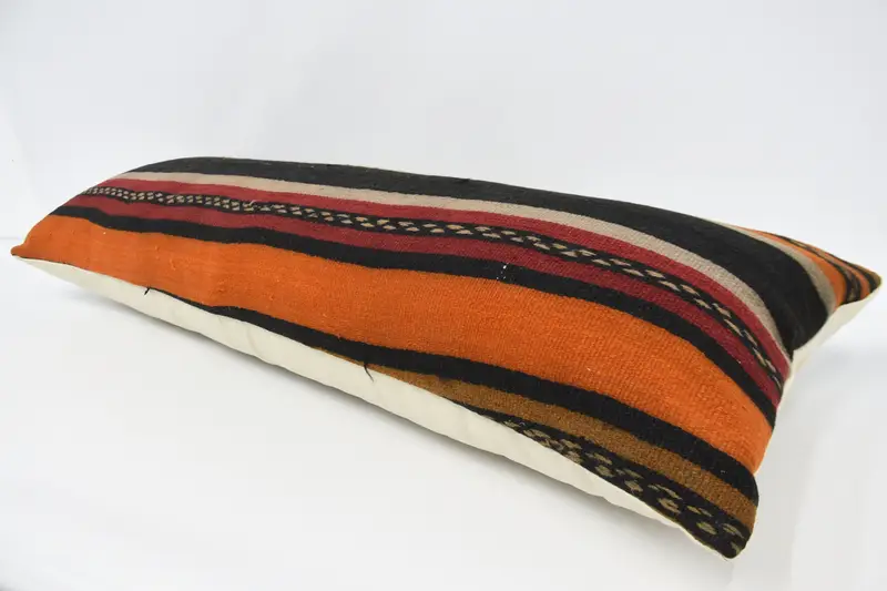Pillow Sham, Wholesale Cushion, Antique Pillows, Ethnical Kilim Rug Pillow, Gift Pillow, 16x48 Brown Cushion Case, Bolster Pillow - 5