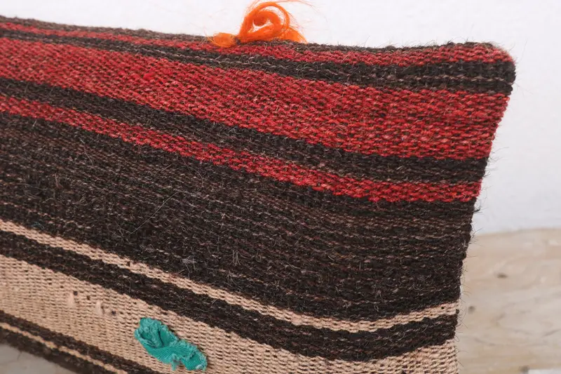 Pillow Case, Cotton Pillow Cover, 8x16 Brown Pillow, Pillow for Sofa, Handmade Cushion, Boho Pillow Sham Cover, Turkish Kilim Pillow - 5