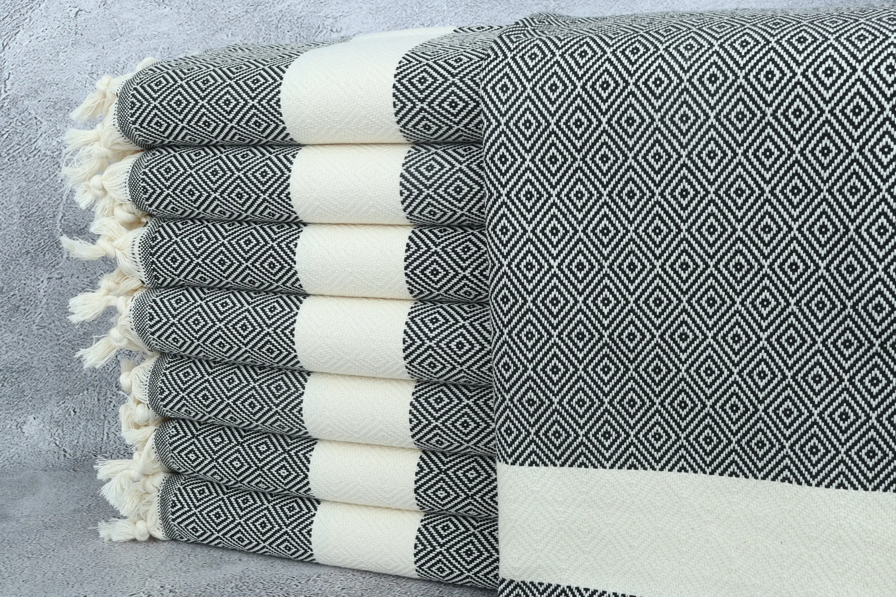 Diamond Dish Towel, 20x36 Black Cotton Tea Towel, Kitchen & Tea Towel - 1