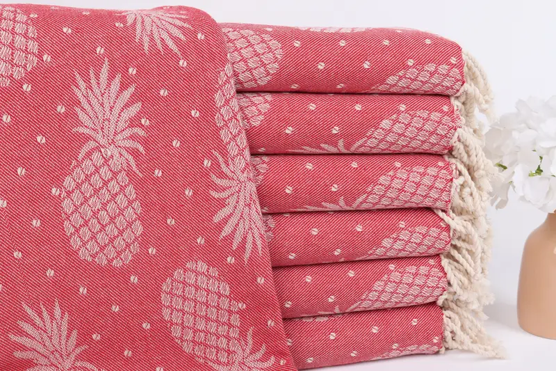 Personalized Gift, Holiday Towel, Customized Towels, Summer Gift, Oversized Beach Towel, Wedding Gift, 80x40 Cotton Pineapple Design Towel - 2