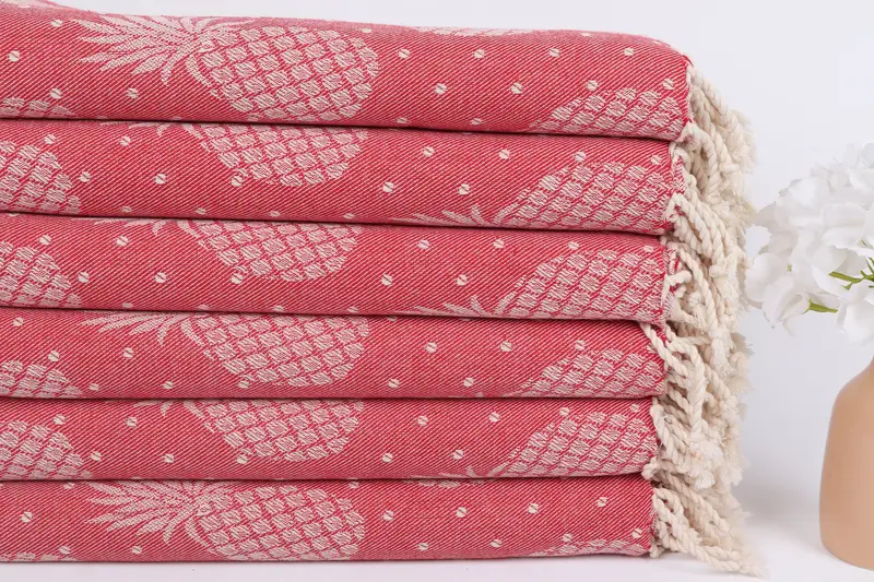 Personalized Gift, Holiday Towel, Customized Towels, Summer Gift, Oversized Beach Towel, Wedding Gift, 80x40 Cotton Pineapple Design Towel - 4