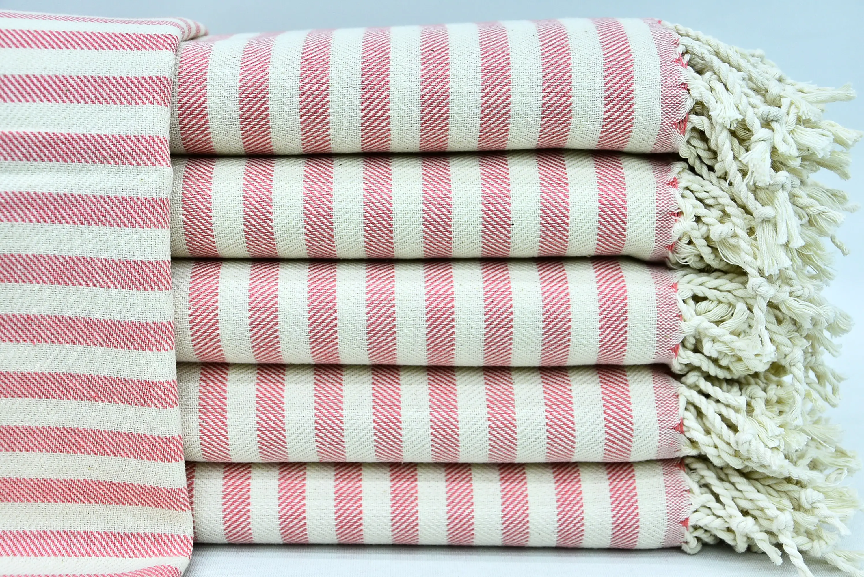 Turkish Hand Towel Organic Cotton Pink and White 24x40 - 1