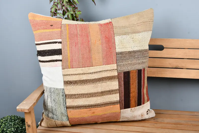Pillow Sham, 28x28 Red Pillow Sham, Ethnic Cushion Cover, Tapestry Pillow Sham, Turkish Kilim Pillow, Vintage Kilim Throw Pillow, Pillow for Couch - 1