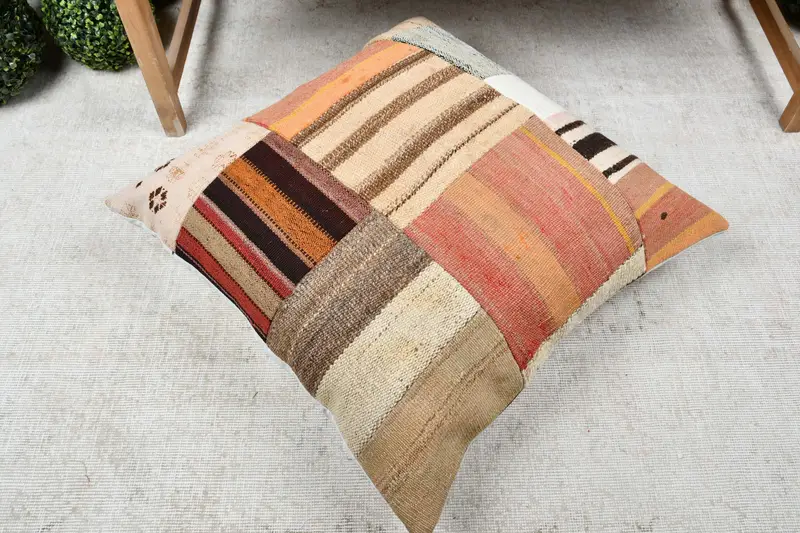Pillow Sham, 28x28 Red Pillow Sham, Ethnic Cushion Cover, Tapestry Pillow Sham, Turkish Kilim Pillow, Vintage Kilim Throw Pillow, Pillow for Couch - 8