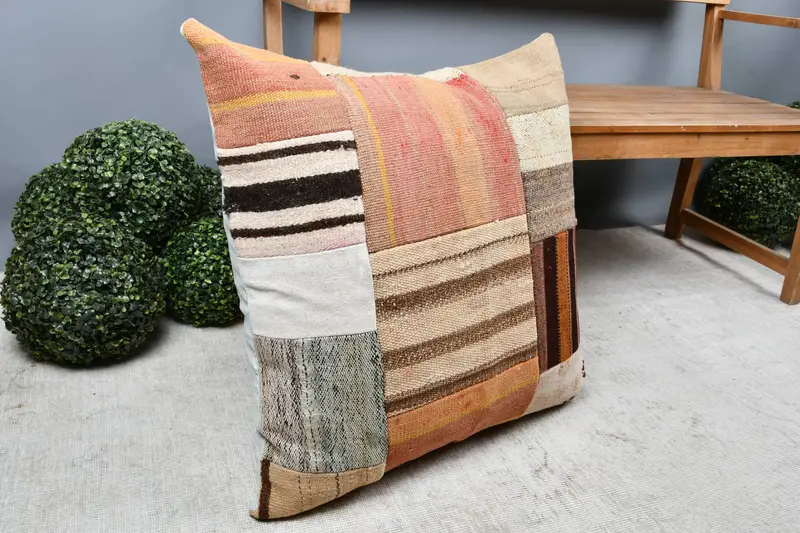 Pillow Sham, 28x28 Red Pillow Sham, Ethnic Cushion Cover, Tapestry Pillow Sham, Turkish Kilim Pillow, Vintage Kilim Throw Pillow, Pillow for Couch - 7