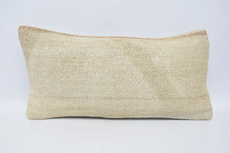 Master Bedroom Geometric Turkish Pillow, Beige Moroccan 12x24 inch Pillow Case - 1