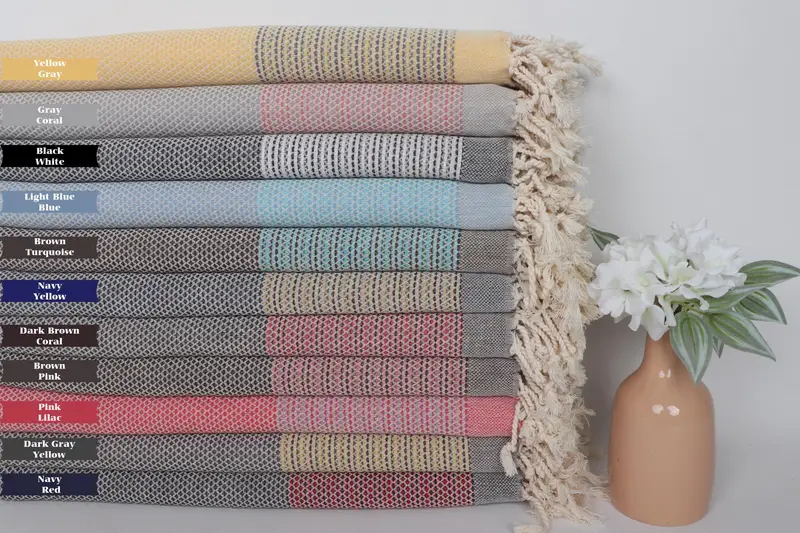 70x40 Cotton Geometric Towel, Wedding Gift, Personalized Towel, Turkish fouta towel for outdoor use, Monogram Beach Towel, Valentines Gift - 1