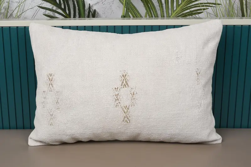 Almohada de lanzamiento bordada del suroeste beige, almohada con cremallera vintage
