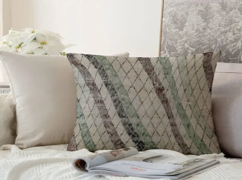 Besticktes florales Leinen-Wurfkissen, quadratisches Vintage-Kissen