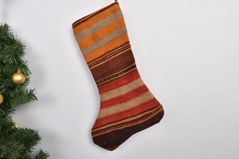 Festive Christmas Ornaments Pattern, 7-Inch Wide Christmas Stocking