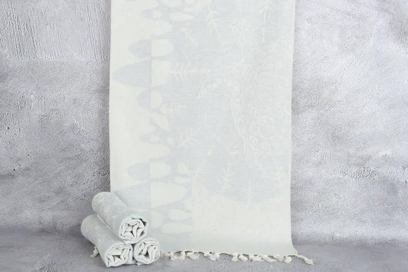 Tea Towel Embroidery Designs Light Gray Animal Print, 18x36 Inches
