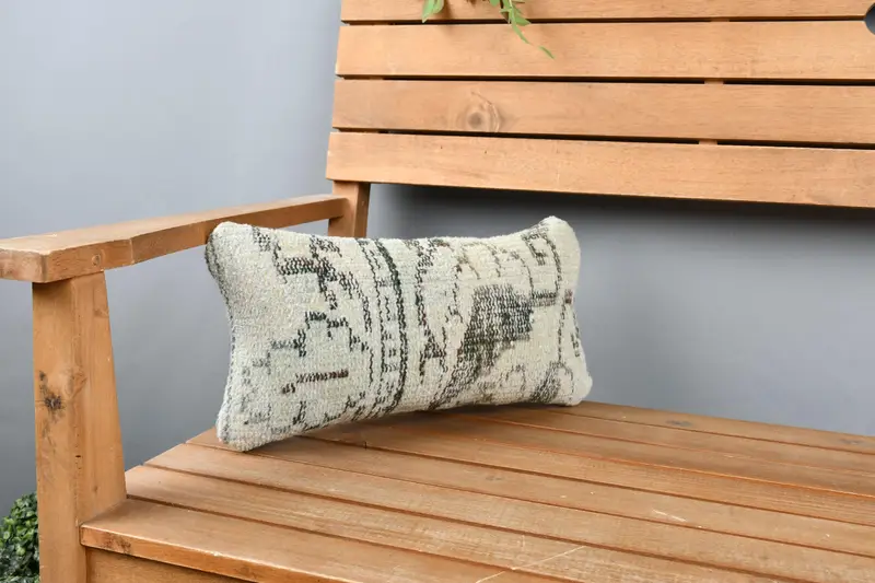 Cushion, Indoor Cushion Case, Kilim Pillow Cover, Vintage Pillow, Comfy Throw Pillow Case, Ethnical Kilim Rug Pillow, 8x16 Beige Pillow Case - 1