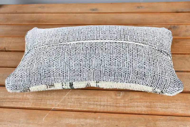 Cushion, Indoor Cushion Case, Kilim Pillow Cover, Vintage Pillow, Comfy Throw Pillow Case, Ethnical Kilim Rug Pillow, 8x16 Beige Pillow Case - 5