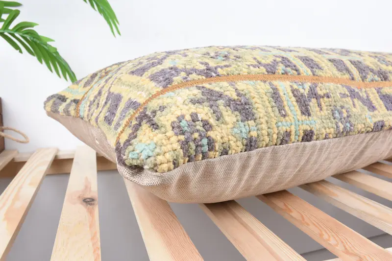 Boho Pillow Sham Cover, Car Cushion Case, Tribal Pillow, Cushion, Kilim Pillow Cover, 16x36 Blue Pillow Sham, Turkish Pillow, Lounge Throw Pillow - 6